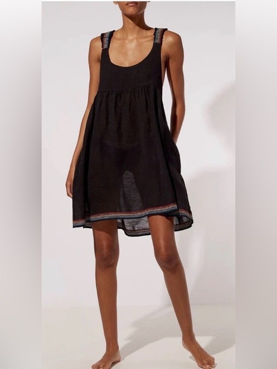SOLID & STRIPED Dresses & Skirts - Solid & Striped The Jamie Dress Blackout Linen Blend Embroidered Strap NWT